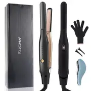 Hair Straightener Small Flat Iron for Short Hair and Pixie Cut Dual Voltage Beard Thin Pencil Flat Iron Titanium Travel