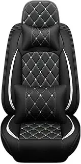 DENGFU Car Seat Covers Universal Set for Volkswagen Amarok/Beetle/Bora/Caddy/Corrado/EOS/Golf/Golf Plus Car Accessories, Black and White Luxury