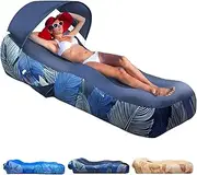 Mosoyolo Inflatable Lounger Air Sofa with Sun Shade Cover Waterproof Inflatable Couch Chair for Camping Beach Hiking Backyard, Easy to Set Up Inflatable Couch (Navy Blue)