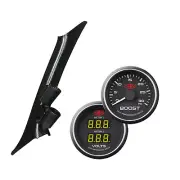 Ford BA BF XR6 XR8 FPV Pillar Pod w/ Black Face Turbo Boost & Dual Volts Gauge (for: Ford)