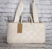 Steve Madden Cassidy Quilted Tote Faux Cream Color Handbag NWT