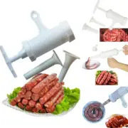 Manual Sausage Machine Meat Stuffer Filler Hand Operated Salami Maker 2 Funnels
