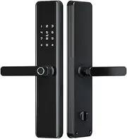 Tuya Zigbee Door Locks Voice Control Biometric Fingerprint Smart Entry Home Handle App Intelligent Lock Slimline Design(Silver 240 24 6068) Aqiong