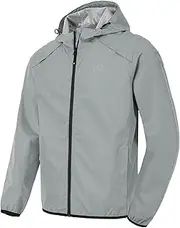 [Rdruko] Men's Outdoor Waterproof Jackets Lightweight Packable Rain Coats Reflective Running Cycling Hooded Jacket with Zip Pockets