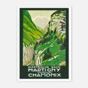 Galrie Vintage Electric Railway Art Print of Martigny to Chamonix by J. Graz, White Frame, A4 21 x 30cm (8 x 12inch)