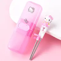 在飛比找momo購物網優惠-【TDL】凱蒂貓HELLO KITTY兒童學習筷練習筷不鏽鋼