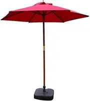 Parasols 7ft Patio Umbrella Outdoor Garden Table Umbrella, Yard Camping Pool Umbrella with Solid Wood Bracket (Color : Wine Red)