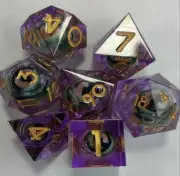 Galactic Dice Premium Dice Sets - Clear Purple Hazel Dragon Eyes Sharp Resin Set