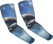 [FHEDVBN] Two Dolphins Arm Sleeves Compression Arm Covers for Men Women Outdoor Sun Sleeves Cooling Sports Sleeve, Black