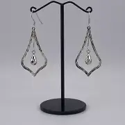 Geometric Diamond shaped Outline a Dangling Teardrop charm within S925 Earring