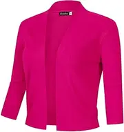 [GloryStar] Women's 3/4 Sleeve Open Front Lightweight Knit Cropped Cardigan Sweater