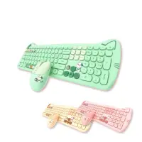 在飛比找momo購物網優惠-【貓咪造型】無線靜音鍵盤滑鼠套組(贈滑鼠墊)