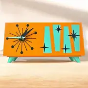 Cosmic Starburst Desk Clock – Retro Mid-Century Modern Atomic Space-Age Clock