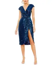 Mac Duggal Sequin Faux Wrap Dress