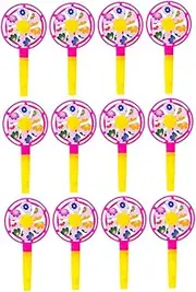 Abaodam 24Pcs Creative Windmill Whistles for Plastic Party Whistling Playthings Inspires Imagination and Hands Skills Random Designs Random Color