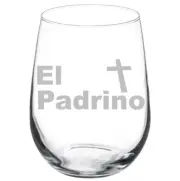 El Padrino Christening Baptism Godfather Stemmed / Stemless Wine Glass