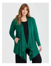 [Taking Shape] Drape Bamboo Knit Cardigan in Forest Green