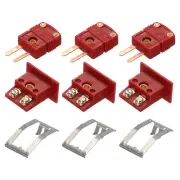 C Type Thermocouple Connectors Male Plug with Panel Mount Socket Red 2 Set