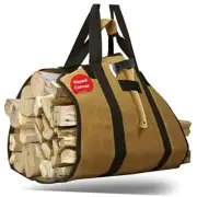 Extra Large 2in1 Firewood Carrier Waxed Canvas Bag 44”x23”, Heavy Duty Khaki