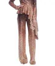 Badgley Mischka Ombre Sequin Wide-Leg Pants Bronze Gold multi sz 14 NWT CLUB