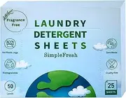 Laundry sheets pack of 25 (50 loads), fragrance free product - Laundry Detergent Sheets, Eco-Friendly, Plant-Based, Hypoallergenic, No Plastic Jug Kindly (Fragrance Free)