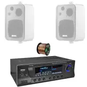 Pyle PT272AUBT Bluetooth Home Audio Amplifier, 2x 4" 30W Max Power 3-Way Speaker