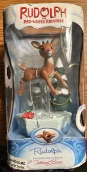 RUDOLPH POSEABLE FIGURE WITH TALKING BASE & (2) TREES 2007 ROUND 2