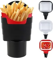 4Pcs Sauce Holder for Car French Fries Car Air Vent Clip Sauce Holder Set in-Car Sauce Holder and French Fry Car Cup Holder Set with 3Pcs Dip Clip 1Pc French Fry Cup Holder Car Accessories