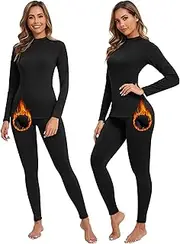 [Patelai] 2 Sets Thermal Underwear for Women Lightweight Compression Base Layer Set Ultra fit Pajama Set