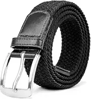 [Woodland Leathers] Elastic Braided Belt, Unisex Men Women Casual Stretch Woven Belt