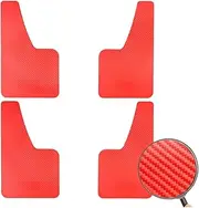 Carbon Fiber Effect Splash Guards Mud Flaps Car Mudguards Cover Flares W/Hardware Universal Front Rear RED Accessories(4pcs Red)