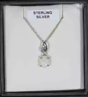 Solid White Opal Pendant , Oval, Set in Sterling Silver 925, Australian Opal