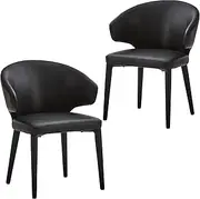 F270 Dining Chair, Synthetic Leather, Seat Height 16.9 inches (43 cm), Black, Set of 2