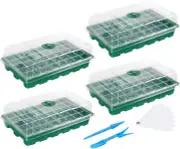 4-Pack Seedling Trays with Humidity Vented Domes, Mini Propagator Greenhouse Gro