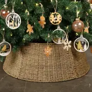 Blissun Christmas Tree Collar, 26.8" Rattan Farmhouse Christmas Tree Ring, Na...