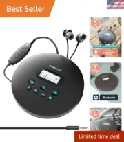 Versatile Portable CD Player with Bluetooth & AUX - Perfect for On-The-Go Audio
