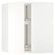 METOD corner wall cabinet with carousel, white/Vallstena white, 68x37x80 cm