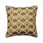 Square Pillow Cover Beige 16"x16", Home Decor Cotton Fabric - Autumn Flourish