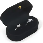 [Generic] Ring Bearer Box, Ring Box Display Holder Case for Wedding/Proposal/Engagement/Ceremony, Wider Slot for Single or Double Rings, Earrings, Jewelry Storage Organizer (Black, One size)