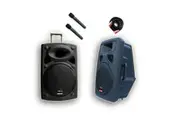 E-Lektron 2X12" inch 1500W Bluetooth Portable+Active Loud Speakers Sound System Battery Operate USB Record 2 Microphones