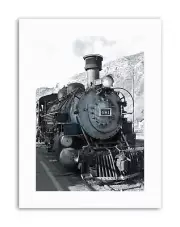 PHOTOGRAPH BLACK WHITE TRAIN STEAM ENGINE FRONT Poster Photograph Canvas art