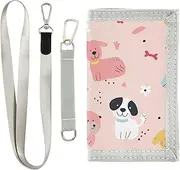 [Yoogain] Cartoon Cute Dogs Light Red wallet slim cool gifts simple wallets for cards and cash with lanyard, cartoon cute dogs light red, 1 size, Fashion