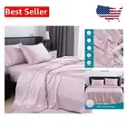 King Size Luxury Satin Bed Sheets Set - 4pc Cooling Pink Sheets with Deep Pocket
