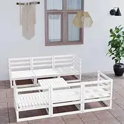 7 Piece Garden Lounge Set White Solid Pinewood Patio Bar Sets