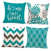 Pillow Covers 18x18 Set of 4,Decorative Turquoise 18" x 18" (Pack of 4) Teal