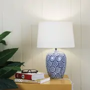 Oriel Lighting PIPPI Ivory and Blue Ceramic Table Lamp w Shade