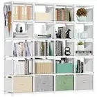 20 Cube Book Shelf, Storage Organizer, Large DIY Bookcase, Metal 20-Grid White