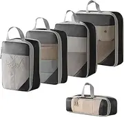[WOOVEEWIND] 5Pcs Compressible Travel Luggage Organizers Portable Packing Cubes Clothes Shoes Toiletry Storage Bag Space-Saving Pouch Lightweight Travel Organizers/1595/5(1)
