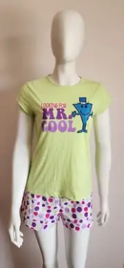 Little Miss Ladies Looking For Mr Cool Green Printed 2 Piece Pyjama Set Size 20