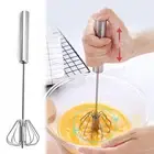 Kitchen Stainless Steel Egg Whisk Semi-automatic Rotary Milk Blender Frother